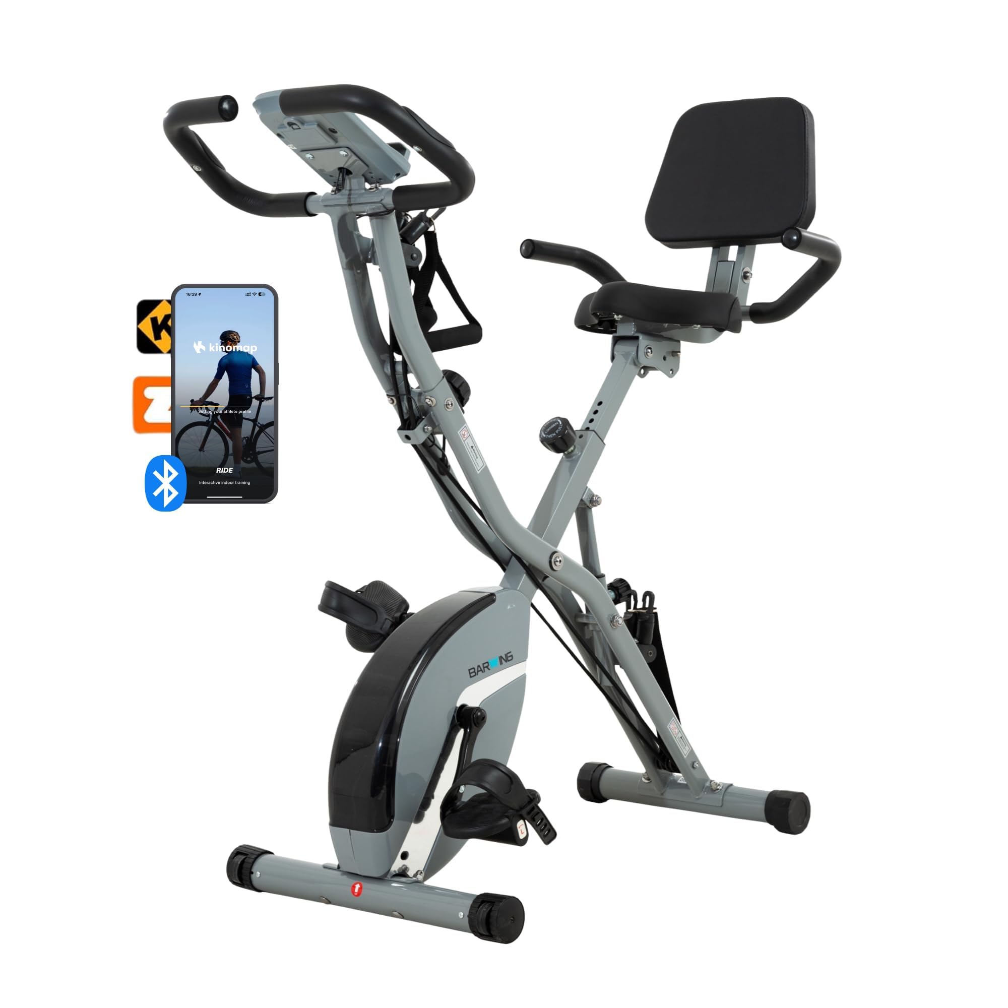 BARWING Foldable Stationary Exercise Bike for Seniors, 350LB Capacity, 16-Level Magnetic Resistance