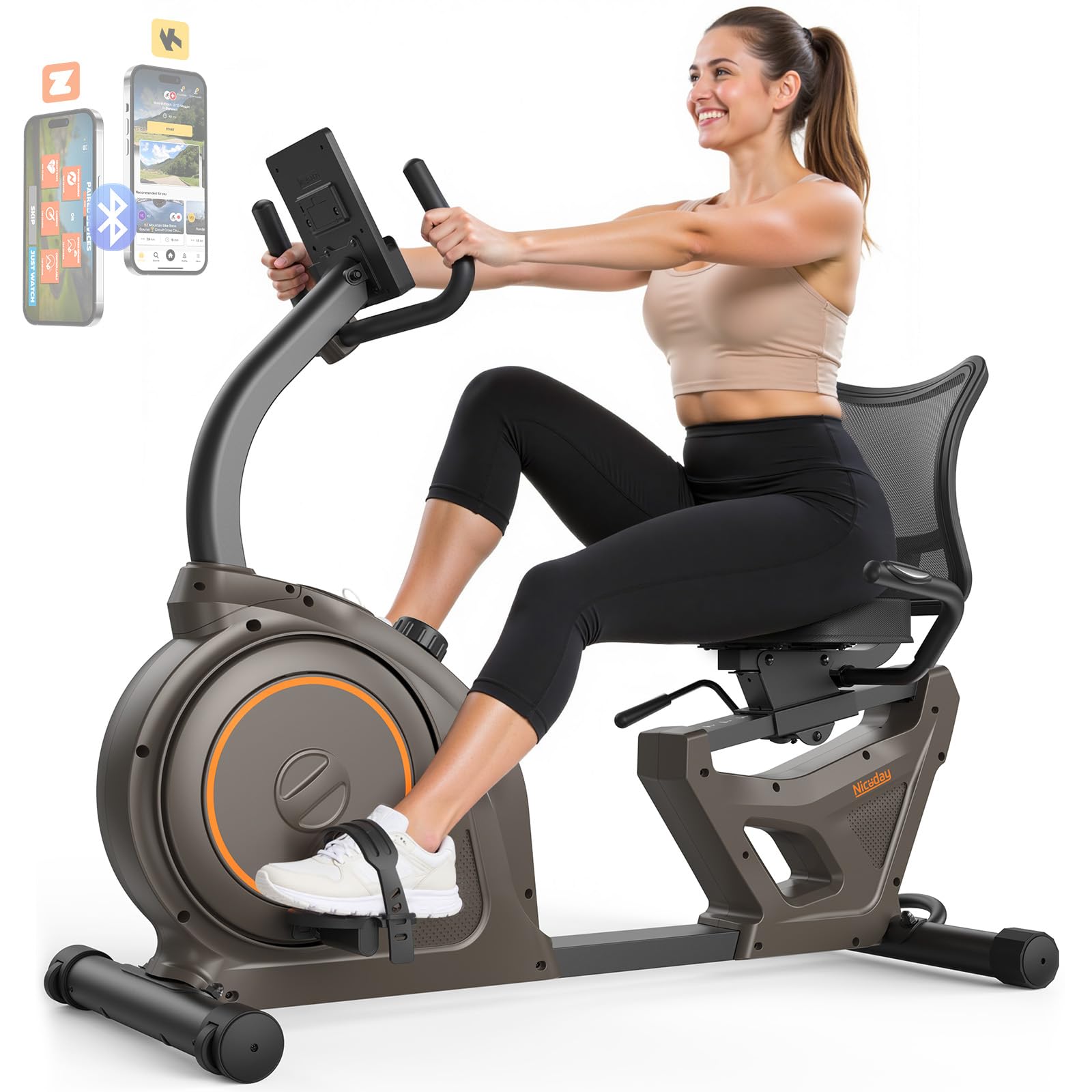 Niceday Recumbent Exercise Bike 400LBS Weight Capacity for Home with Smart APP LCD Monitor